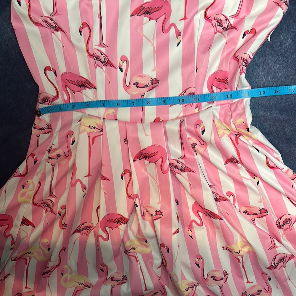 LINDY BOP Nadia Pink Flamingo Print Dress US 6 Rockabilly Retro Vibes - Picture 6 of 10